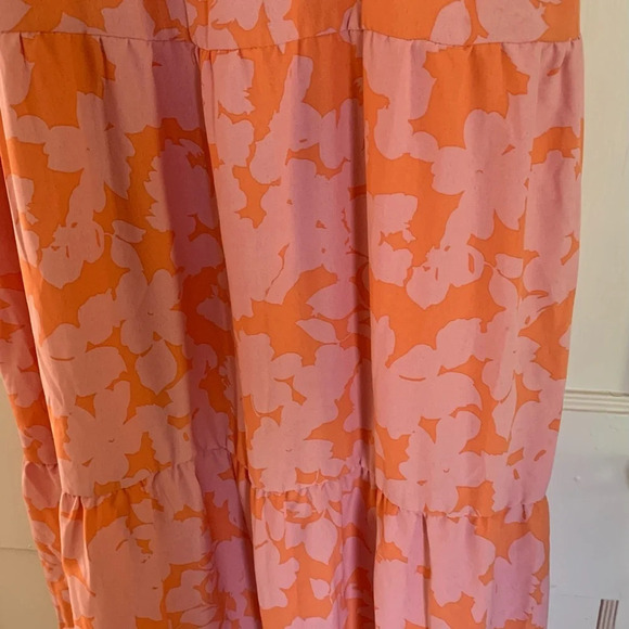 Social Standard by Sanctuary Pink Orange Floral Print Smocked Back Maxi - XL - Picture 10 of 11